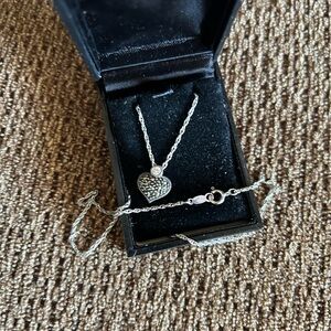 Judith Jack Marcasite Chic Silver Heart Pendant Necklace